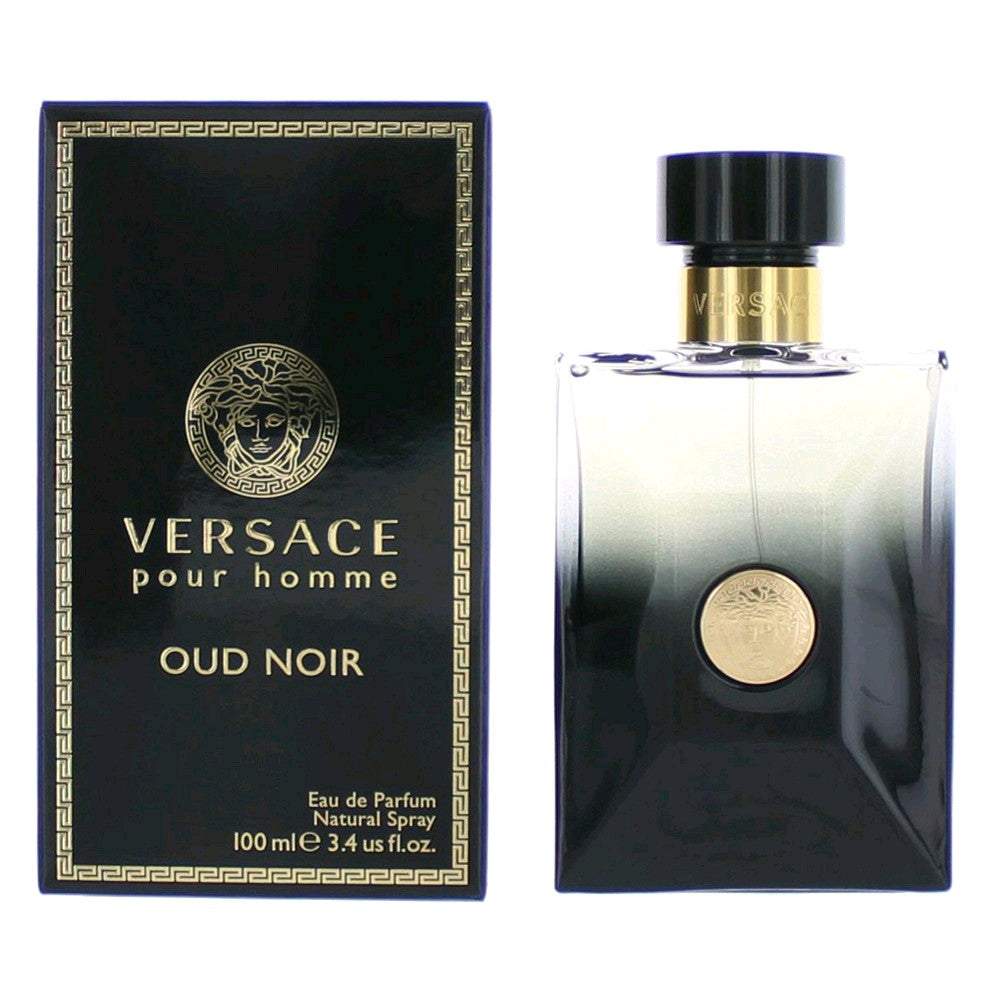 Bottle of Versace Pour Homme Oud Noir by Versace, 3.4 oz Eau De Parfum Spray for Men